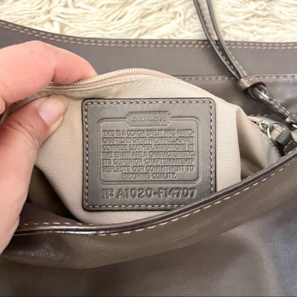 Coach Zoe Taupey Gray Leather 2-Way Hobo ATB Shoulder Bag Purse - 12.5” x 10” - Picture 8 of 12